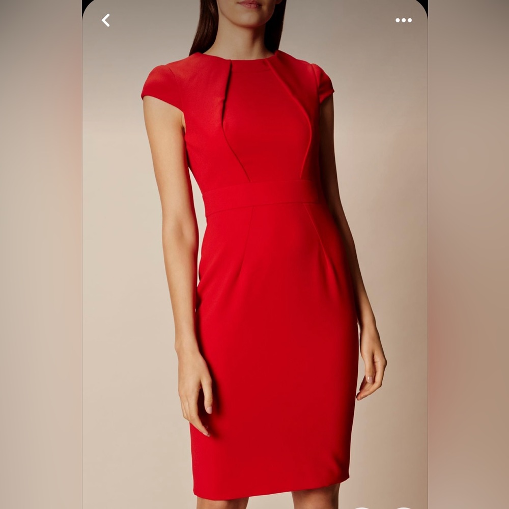 Karen Millen Red Tailored Pencil Dress - Size 10US